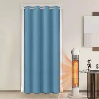 Дверная штора BTTO Blackout с люверсами, затемнение помещения, утепленная штора, драпировка для дверей и окон для окон и дверей, теплоизоляционная, для дома и декора, 132 х 244 см, синяя, синий