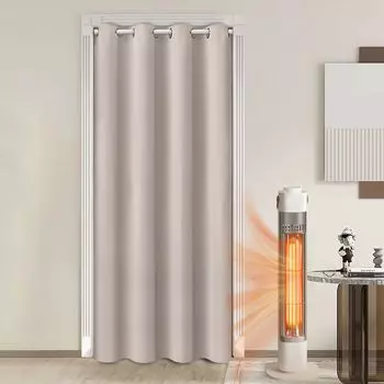 Дверная штора BTTO Blackout с люверсами, затемняющая помещение, теплоизолированная штора для дверей и окон, теплоизоляционная, для дома и декора, 86x203см, бежевый