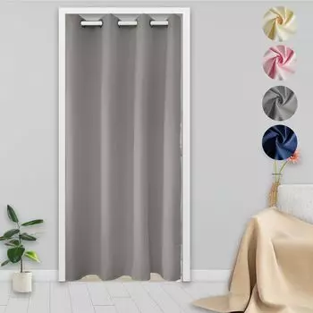 Дверная занавеска, хлопковая сплошная занавеска с люверсами, непрозрачная занавеска, перегородка, синяя, 132x203см PMS, серый