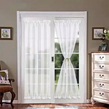Дверная занавеска, оконная ширма от насекомых, вуаль, простой стиль, шифоновые шторы, французские шторы, полупрозрачная занавеска, белая, 1 шт., Ш64*В183см BTTO, белый