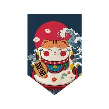 Дверная занавеска с надписью «Благословение» с прозрачным принтом, без катышков, без катышков, в японском стиле, разделитель с узором Lucky Cat, украшение для полузанавеса, домашний декор-C Stuttg, мультиколор