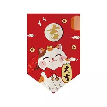 Дверная занавеска с надписью «Благословение» с прозрачным принтом, без катышков, без катышков, в японском стиле, разделитель с узором Lucky Cat, украшение для полузанавеса, домашний декор-H Stuttg, мультиколор