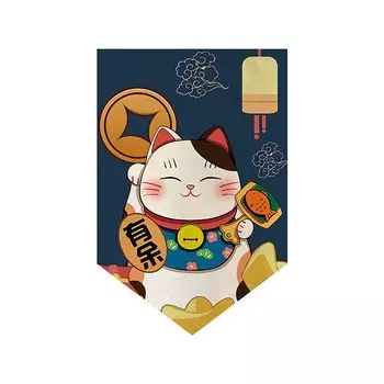 Дверная занавеска с надписью «Благословение» с прозрачным принтом, без катышков, без катышков, в японском стиле, разделитель с узором Lucky Cat, украшение для полузанавески, домашний декор-A Stuttg, мультиколор