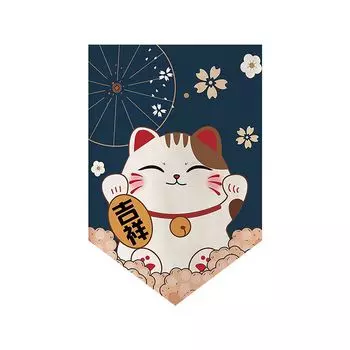 Дверная занавеска с надписью «Благословение» с прозрачным принтом, без катышков, без катышков, в японском стиле, разделитель с узором Lucky Cat, украшение для полузанавеса, домашний декор-J Stuttg, мультиколор