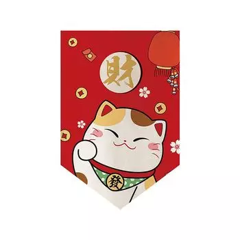 Дверная занавеска с надписью «Благословение» с прозрачным принтом, без катышков, без катышков, в японском стиле, разделитель с узором Lucky Cat, украшение для полузанавеса, домашний декор-F Stuttg, мультиколор