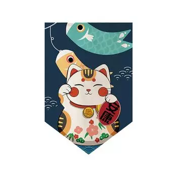 Дверная занавеска с надписью «Благословение» с прозрачным принтом, без катышков, в японском стиле, разделитель с узором «Счастливый кот», половина занавески, украшение для дома, домашний декор-I Stuttg, мультиколор