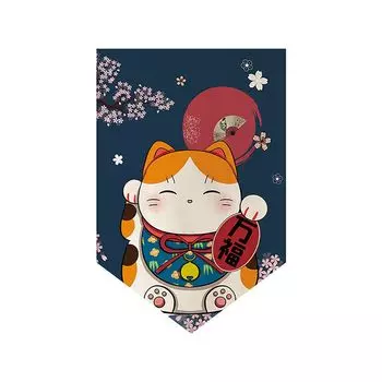 Дверная занавеска с надписью «Благословение» с прозрачным принтом, без катышков, без катышков, в японском стиле, разделитель с узором Lucky Cat, украшение для полузанавеса, домашний декор-N Stuttg, мультиколор