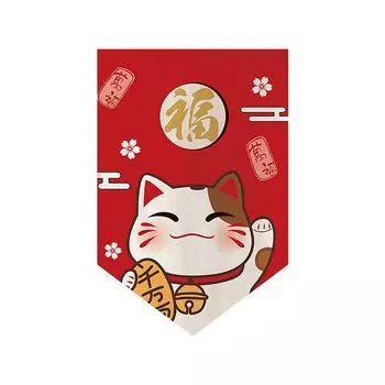 Дверная занавеска с надписью «Благословение» с прозрачным принтом, без катышков, в японском стиле, разделитель с узором Lucky Cat, украшение для полузанавеса, домашний декор-M Stuttg, мультиколор