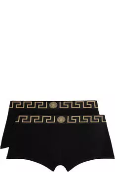 Двое пар трусов-боксеров черного цвета с узором Greca Border Versace Underwear