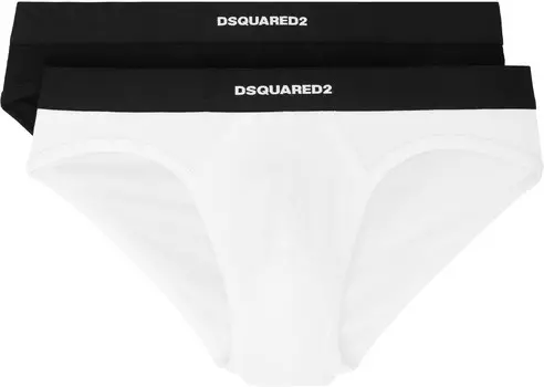 Двое пар трусов из эластичного хлопка черного и белого цвета Dsquared2