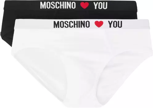 Двое пар трусов «My Valentine» черного и белого цвета Moschino