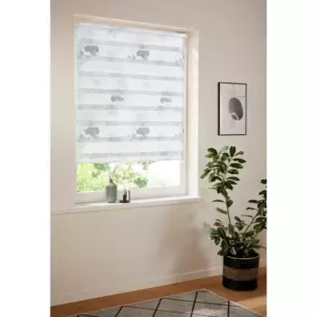 Двойная рулонная штора мой дом «Damar», светозащита, затемнение для конфиденциальности, без сверления, свободно висит, Klemmfix, фиксированный размер, цветы, цветочный узор, зажимная опора My Home, серый