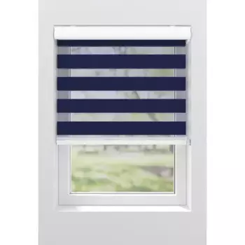 Двойная рулонная штора мой дом «Грета», светозащита, без сверления, свободновисящая, с кассетой, крепление с помощью зажимных опор My Home, цвет blau/blau + wei