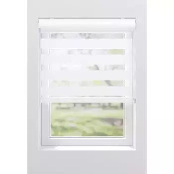 Двойная рулонная штора мой дом «Грета», светозащита, без сверления, свободновисящая, с кассетой, крепление с помощью зажимных опор My Home, цвет wei/wei + wei