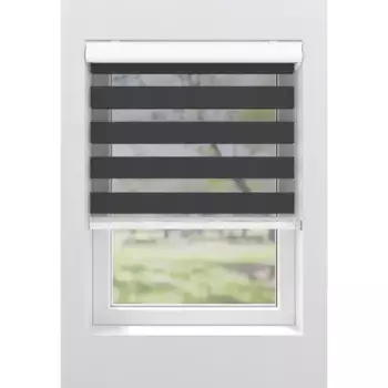 Двойная рулонная штора мой дом «Грета», светозащита, без сверления, свободновисящая, с кассетой, крепление с помощью зажимных опор My Home, цвет schwarz/schwarz + wei