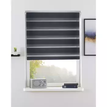 Двойная рулонная штора мой дом «МАРАНО», светозащита, без сверления, свободно висящая, фиксированного размера, рулонная штора с зажимной опорой My Home, серый