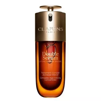 Двойная сыворотка для лица против старения, заметно укрепляет, разглаживает, усиливает сияние и очищает поры, 24-часовое увлажнение для всех типов кожи, 2,5 жидких унции Clarins