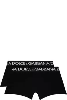 Двойная упаковка черных хлопковых боксеров-джерси Dolce&Gabbana