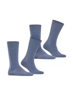 Двойная упаковка мужских однотонных хлопковых носков Burlington, индиго/синий