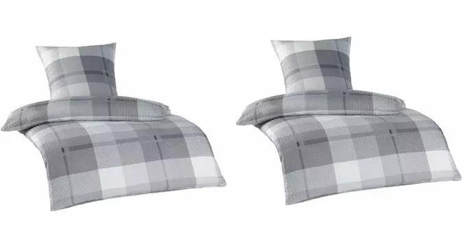 Двойная упаковка постельного белья из микрофибры Seersucker, 4 шт. на молнии 2 шт. Прибл. 135x200 см + 2 шт. Прибл. 80x80 см. Дизайн: Kaspar MB Warenhandel24