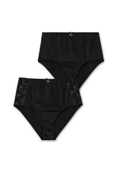 Двойная упаковка трусов в упаковке по 2 штуки, с кружевом и моделирующей вставкой Sheego, цвет Schwarz+schwarz