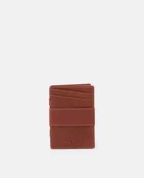 Двойная визитница из темно-коричневой кожи Dustin, темно коричневый