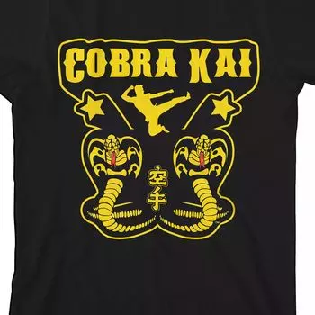 Двойная желтая футболка Cobra Kai для мальчиков 8–20 лет с рисунком кобры Licensed Character