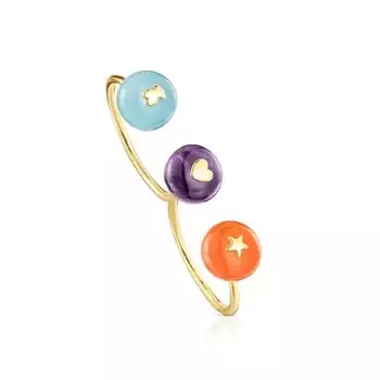 Двойное кольцо Tous Gemstones Double Open Balloon, золото/драгоценные камни