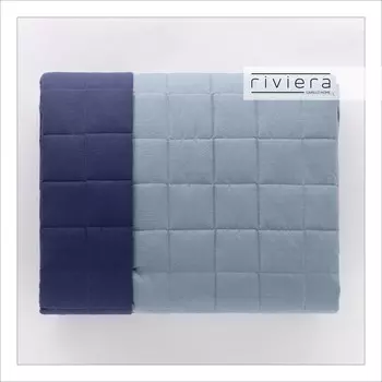 Двойное одеяло из окрашенного хлопка Riviera, двуспальный, голубой