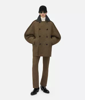 Двойное пальто из плотного хлопка фризе Bottega Veneta