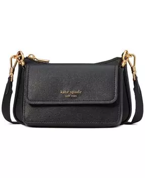 Двойное плечо через плечо Morgan из сафьяновой кожи kate spade new york, черный