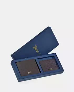 Двойной кейс с американским и кожаным держателем для карт Yanko, коричневый