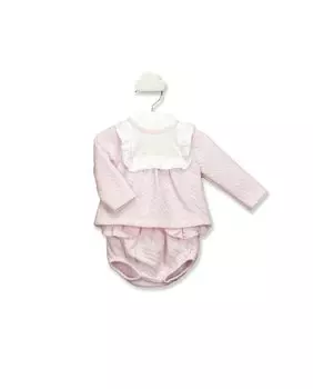 Двойной комплект для девочки однотонного розового цвета BABID, розовый