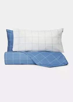 Двойной комплект пододеяльников + 2 наволочки из чистого хлопкового атласа Croff, синий