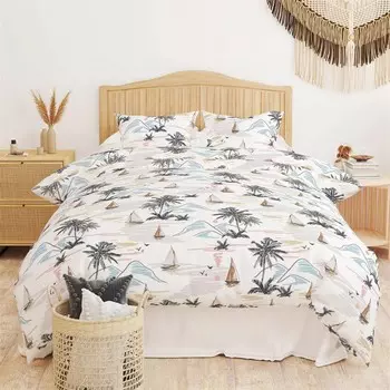 Двойной комплект пододеяльников Evideoa Soft Beach — синий/белый/серый Evidea