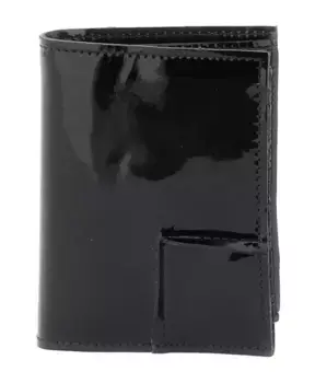 Двойной кошелек из лакированной кожи Comme Des Garons, черный