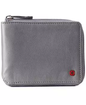 Двойной кошелек на молнии для мужчин и женщин из натуральной кожи с RFID-защитой Alpine Swiss, серый