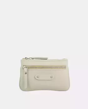 Двойной кошелек с внутренним брелоком из воловьей кожи и парусины El Potro, бежевый