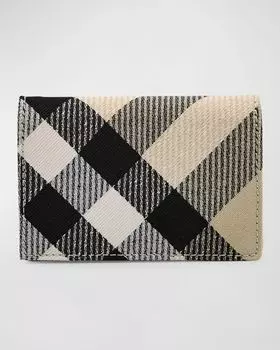 Двойной кожаный футляр для визиток в клетку Burberry, цвет Lichen