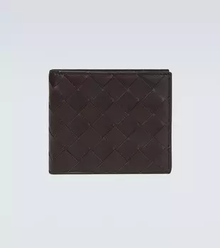 Двойной кожаный кошелек Bottega Veneta, коричневый
