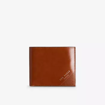 Двойной кожаный кошелек для монет Prugs с тисненым логотипом Ted Baker, цвет tan