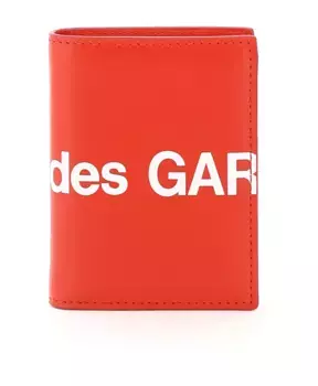 Двойной кожаный кошелек Maxi с логотипом Comme Des Garons, красный