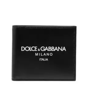 Двойной кожаный кошелек с логотипом Dolce & Gabbana, черный