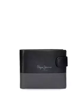 Двойной мужской кошелек черного цвета с застежкой-кнопкой Pepe Jeans, черный