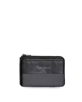 Двойной мужской кошелек с черным кожаным визитницей Pepe Jeans, черный