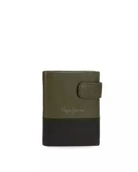 Двойной мужской кошелек с застежкой-кнопкой зеленого цвета хаки Pepe Jeans, зеленый
