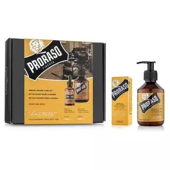 Двойной набор шампуня и масла Wood Spice Proraso Beard Set