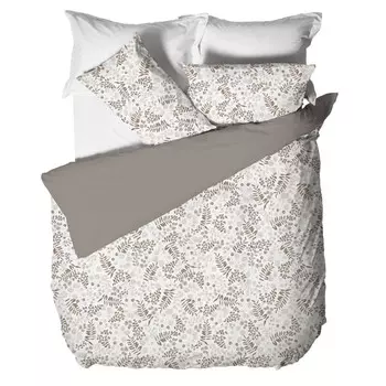 Двойной пододеяльник с принтом и листьями Amo Lacasa, серый