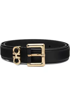 Двойной ремень с фиксированной пряжкой Gancini Ferragamo, цвет nero