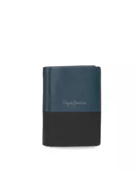 Двойной вертикальный мужской кошелек с сумочкой темно-синего цвета Pepe Jeans
